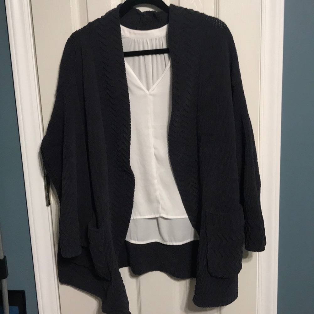 Gray Chenille Chunky Cardigan